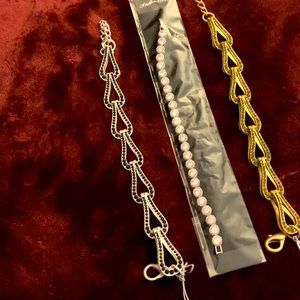 3 bracelets set (black stones, green stones and Rhinestones